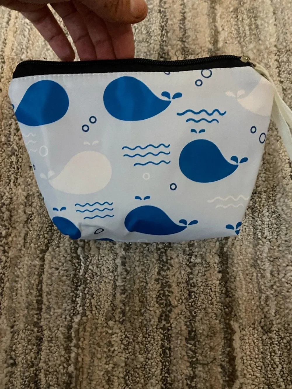 Whale Print Zippered Makeup Pouch Cosmetic Toiletry Travel Bag
